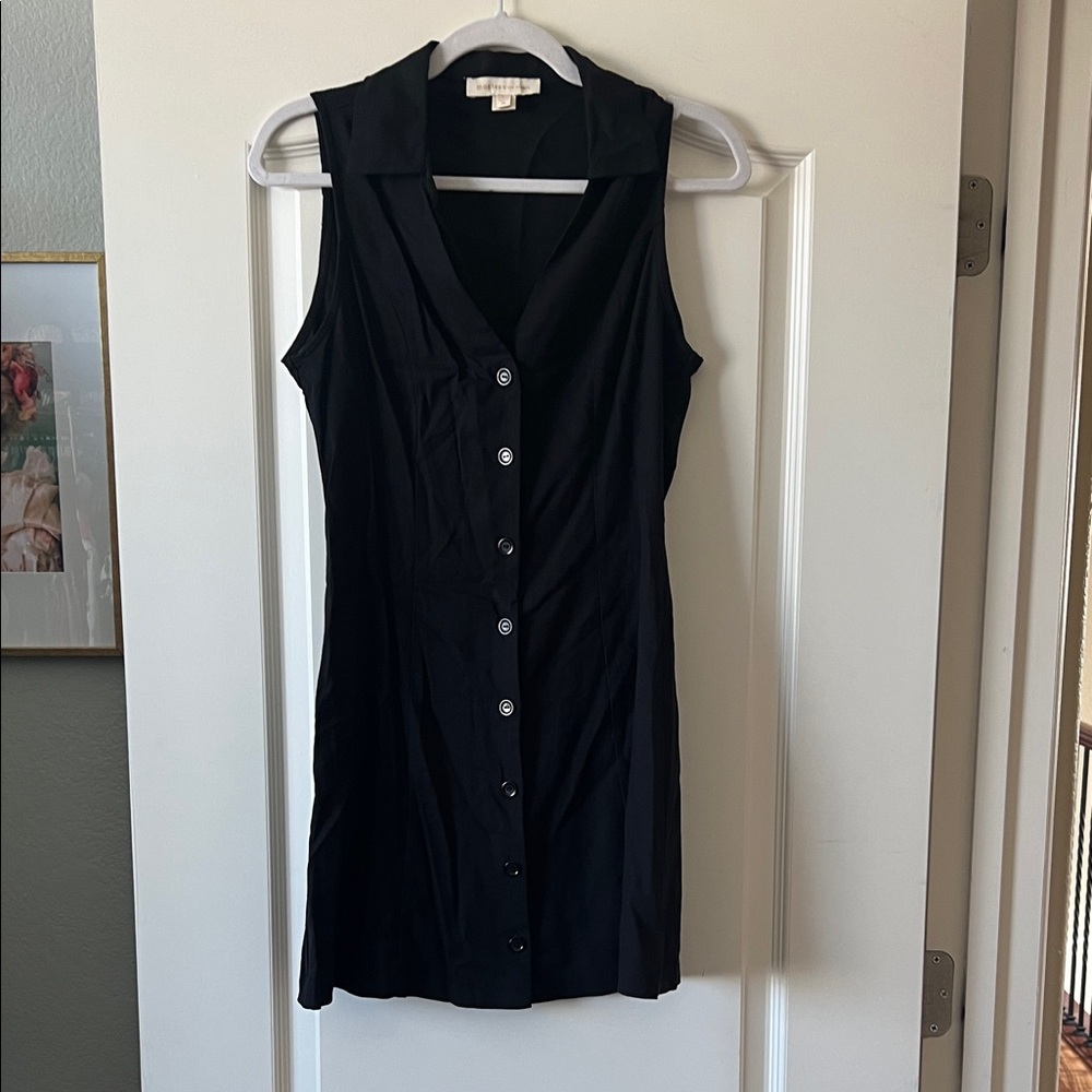 Monteau Black Sleeveless Button-Down Mini Dress